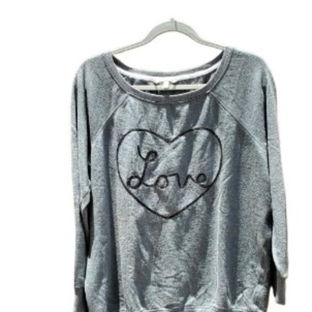 Victorias Secret Gray Love Cotton‎ Blend Sweatshirt Top Women Size XS